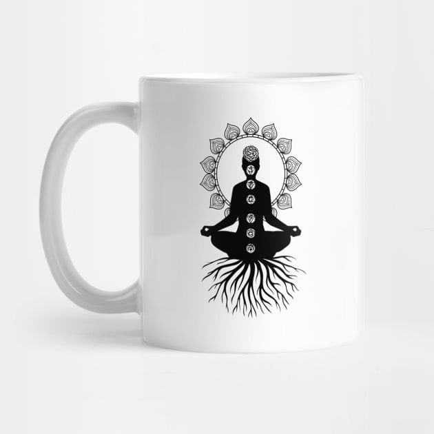 Meditator Roots, Chakras and Mandala - Yoga Gift Idea by Zen Cosmos Official